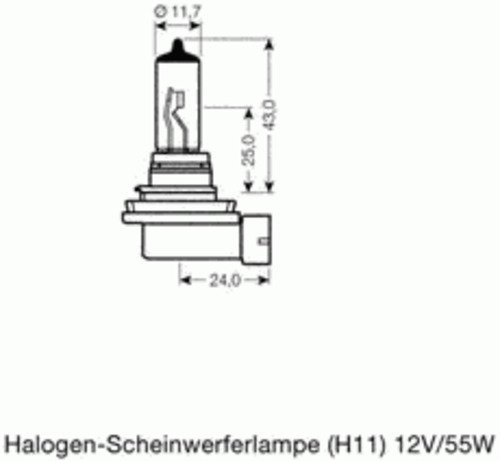 Лампа галогенная h11 12 v 55 w иномарки (pgj19-2)
