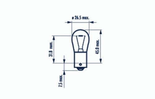 Лампа накаливания указателя поворотов и стоп-сигналов 21w 24v ba15s omn mb, man, daf, kr