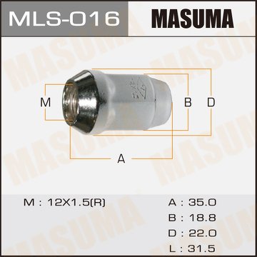 Гайка колеса M 12 x 1,5 MASUMA конус с юбкой средняя под ключ 19 MLS016