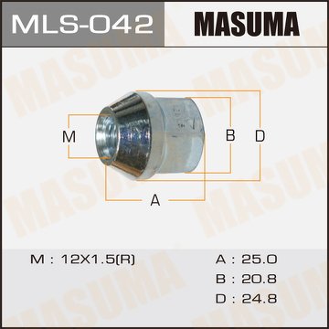 Гайка колеса M 12 x 1.5 MASUMA открытая под ключ 21 MLS042