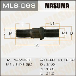 Шпилька колесная M14x1.5(R), M14x1.5(L)