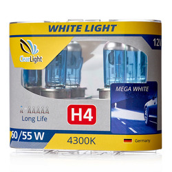 MLH4WL_лампа! галогеновая 12V H4 60/55W P43t 4300K (бокс 2шт) White Light\