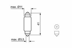 ЛАМПА 12V 1W 41MM LED RETROFIT 6000K