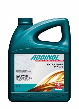 Моторное масло ADDINOL Extra Light MV 038 SAE 0W-30 (4л)