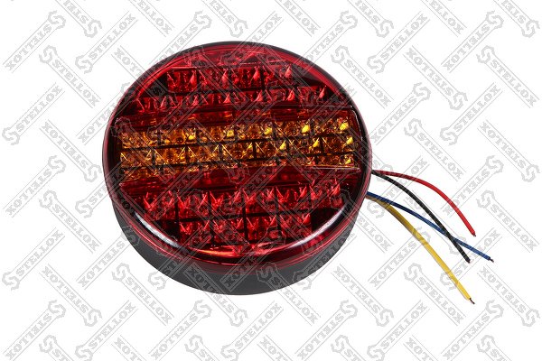 Фонарь LED круглый красный с жёлтой полосойMAN/MB/Scania/DAF/VOLVO/IVECO/BPW/Fruehauf