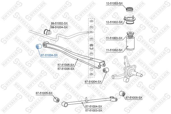 Сайлентблок зад. рычага наружн.+внутр. Hyundai Accent/Pony Excel all 95-99