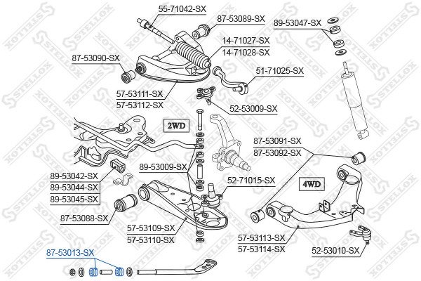 Сайлентблок растяжки рычага VIN: 20040701> KIA K2500/K2700/K3000 97>