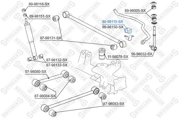 Втулка стабилизатора заднего центральная Toyota 4 Runner 95-02/LandCruiser #ZJ95 96>