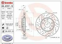 Диск тормозной передний, BREMBO, 09A7271X