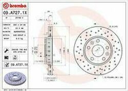 Диск тормозной передний, BREMBO, 09A7271X