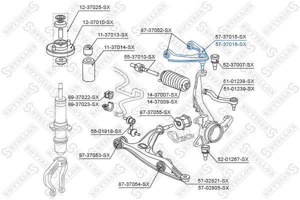 Рычаг верхний правый Honda Civic all 95>