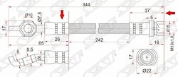 Шланг тормозной передний (Таиланд) TOYOTA BREVIS/CHASER/CRESTA/CROWN/MAJESTA/MARK2/PROGRES/VEROSSA 4