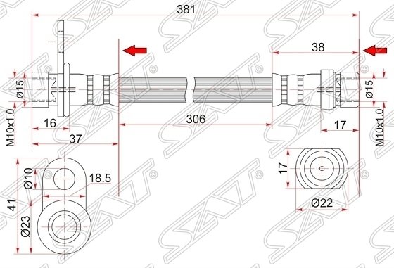 Шланг тормозной задний (Таиланд) TOYOTA CAMRY/VISTA 94-98 LH=RH