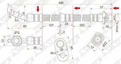 Шланг тормозной перед (Таиланд) TOYOTA COROLLA/SPRINTER/LVN/CRE/TRN/MRN/CARIB/SPACIO 92-01 LH=RH