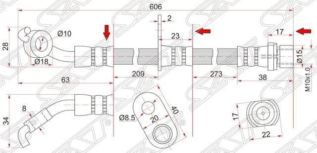 Шланг тормозной передний (Таиланд) TOYOTA RAV4 00-05 RH