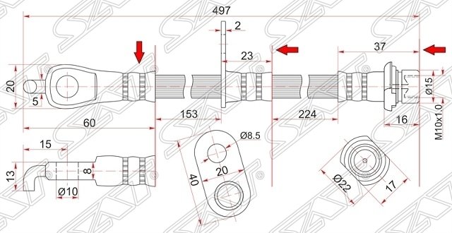 Шланг тормозной передний (Таиланд) TOYOTA CAMRY/LEXUS ES240/350 06- LH