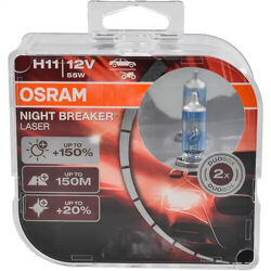 Лампа галогенная H11 12V 55W Night Breaker Laser +150% (PGJ19-2) DuoBox (2 шт.)