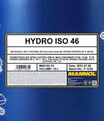 MN210210 MANNOL MANNOL HYDRO ISO 46 ГИДРАВЛИЧЕСКОЕ МАСЛО 10 Л.