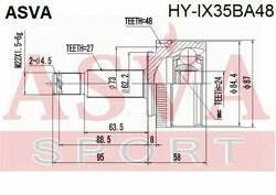 Шрус Наружный 24x64,5x27, ASVA, HYIX35BA48