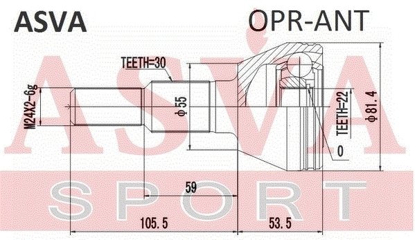 Шрус Наружный Задний 22x33.1x30, ASVA, OPRANT