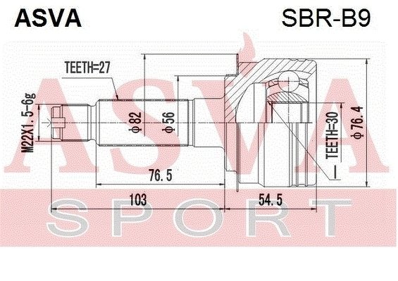 Шрус Наружный Задний 30x56x27, ASVA, SBRB9