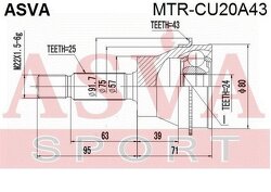 Шрус Наружный Задний 29x57x25, ASVA, MTRCU20A43