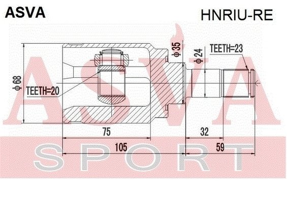 Шрус Внутренний Задний 20x35x23, ASVA, HNRIURE