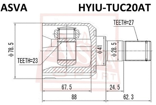 Шрус Внутренний 23x41x27, ASVA, HYIUTUC20AT