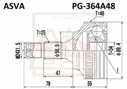 Шрус Наружный 34x58.5x25, ASVA, PG364A48