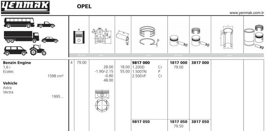 Поршень двс без колец opel 1.6i 16v x16xe/l =79 1.2x1.5x2.5 std 95