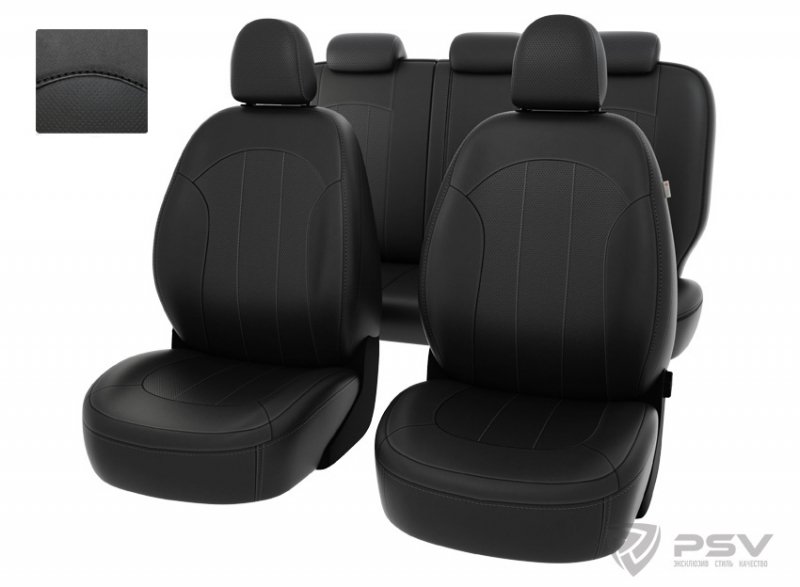 Чехлы Hyundai ix35 2010-2015 черный/отстрочка черная, экокожа "Оригинал", 124709