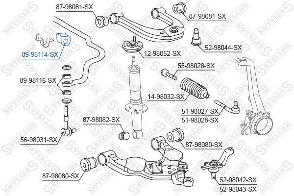 Втулка стабилизатора переднего центральная Toyota 4 Runner #ZN18#/Land Cruiser 95-02