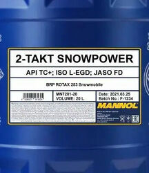 Mannol 2-takt snowpower 20 л. синтетическое моторное масло для снегоходов (2t)