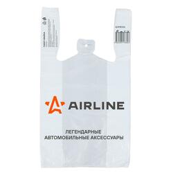 Пакет-майка фирменный AIRLINE, ПНД 16 мкм (28*50+14 см), белый (ADPB006)