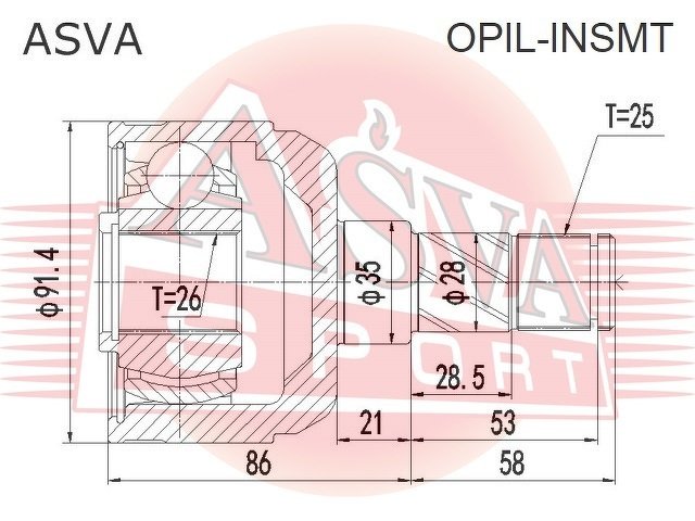 Шрус Внутренний 26x35x25, ASVA, OPILINSMT