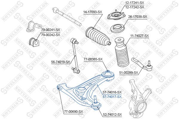 Рычаг нижний левый Nissan Micra K12E all 03>