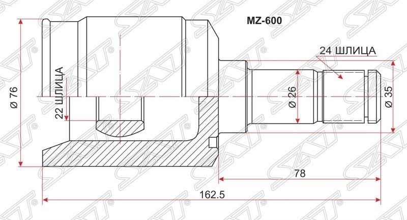 Шрус внутренний LH/RH MAZDA DEMIO DW3/DW5 AT/96-00 МКПП