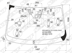 Стекло лобовое (Три камеры/ Датчик дождя) Mazda Mazda6 12-