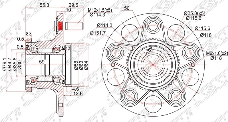 Ступичный узел задн. HONDA STREAM RN#/INTEGRA DC5/CIVIC EU3 00-06 2WD (диск)