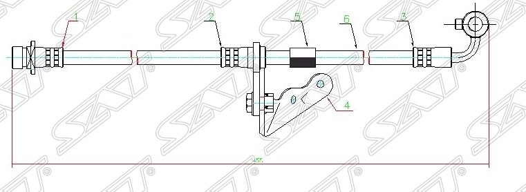 Шланг тормозной передний (Таиланд) HONDA CIVIC/FERIO/DOMANI/ORTHIA/ISUZU JEMENI 96- RH L=415