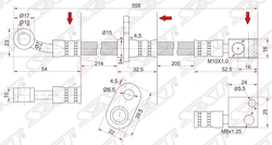 Шланг тормозной перед (Таиланд) HONDA CITY/FIT/JAZZ 01-/AIRWAVE/PARTNER 05- RH