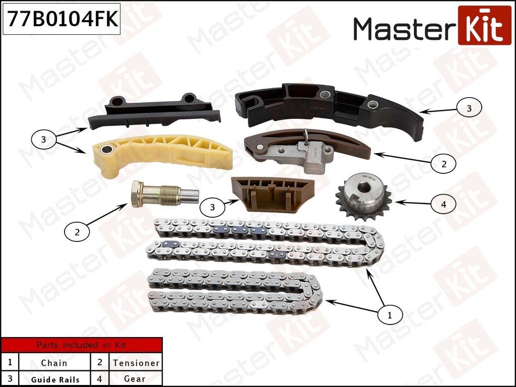 Комплект цепи ГРМ Audi A3/Q7/Volkswagen Bora/Golf IV/Passat/Transporter V AZX/BDL/BKK/CFLA