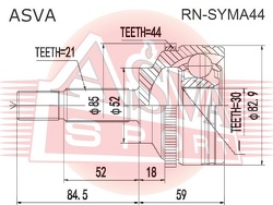 Шрус Наружный 30x52,2x21, ASVA, RNSYMA44