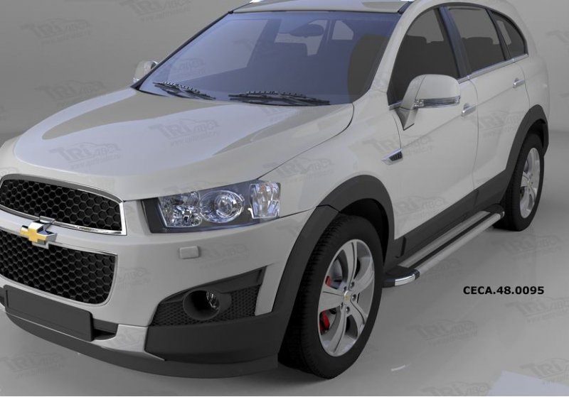 Пороги алюминиевые (Brillant) Chevrolet Captiva (Шевроле Каптива) (2006-2010-) / Opel Antara (Опель