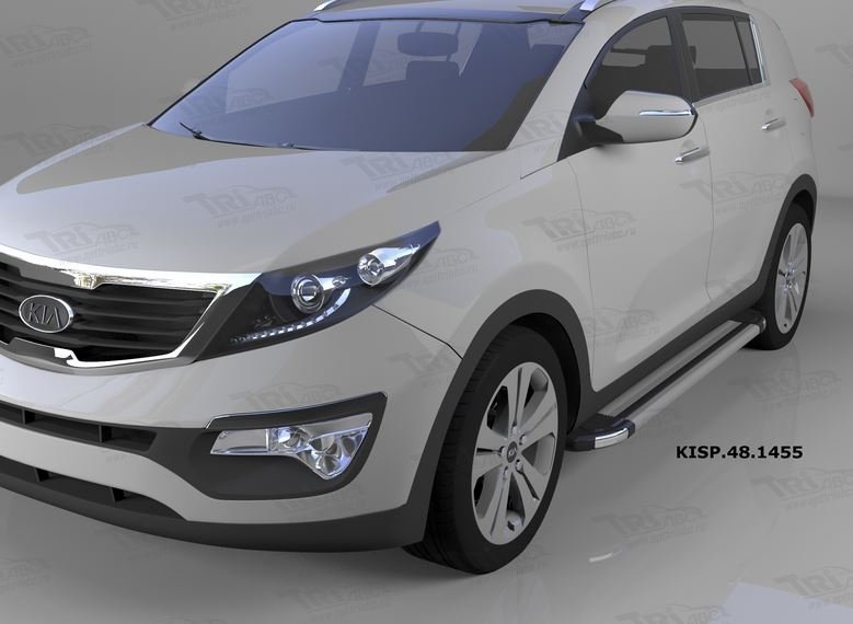 Пороги алюминиевые (Brillant) Hyundai IX-35 (2009-2015) / Kia Sportage (Киа Спортаж) III (2010-2016)
