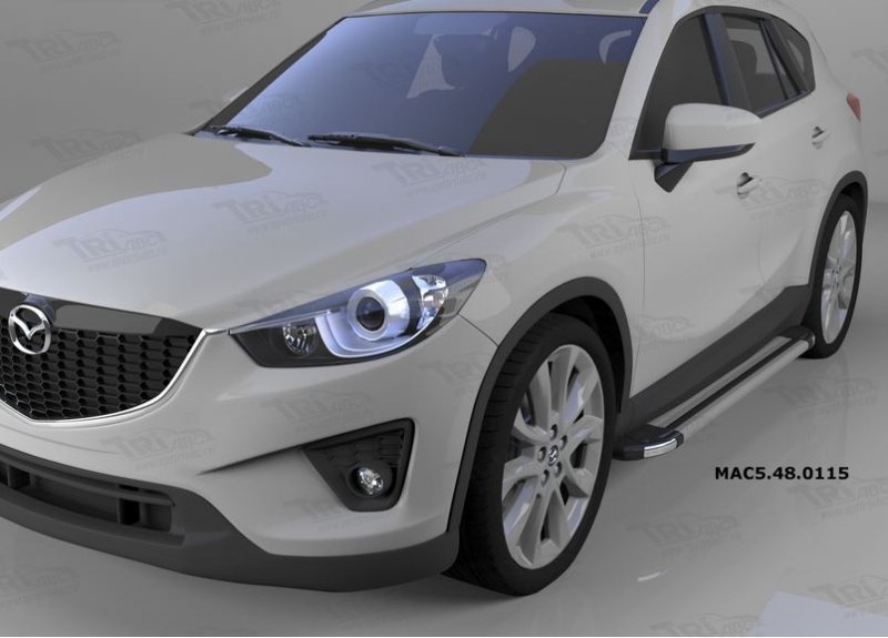 Пороги алюминиевые (Brillant) Mazda (Мазда) CX5 (2012-2015 / 2015-) (серебр), MAC5480115