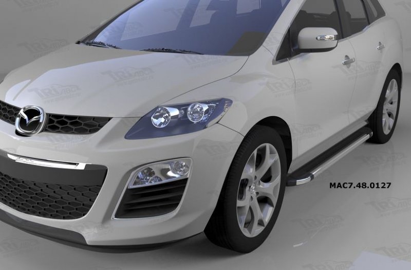 Пороги алюминиевые (Brillant) Mazda (Мазда) CX7 (2011-) (черн/нерж), MAC7480127