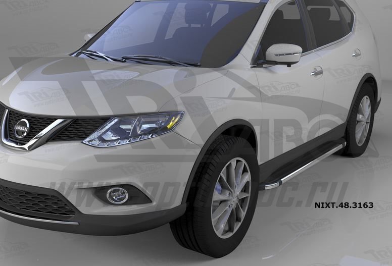Пороги алюминиевые (Brillant) Nissan X-Trail (2014-) (черн/нерж), NIXT483163