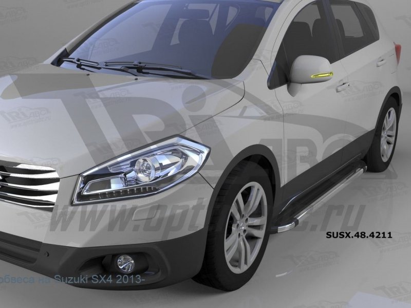 Пороги алюминиевые (Brillant) Suzuki Sх4 (2014-) (черн/нерж), SUSX484211