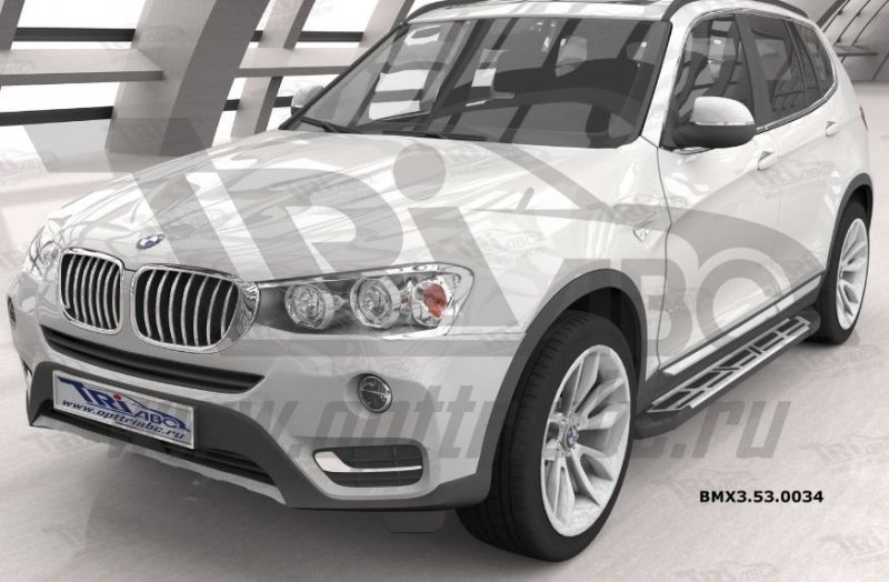 Пороги алюминиевые (Corund Silver) BMW X3 (F25 2010-) / BMW X4 (2014-), BMX3530034